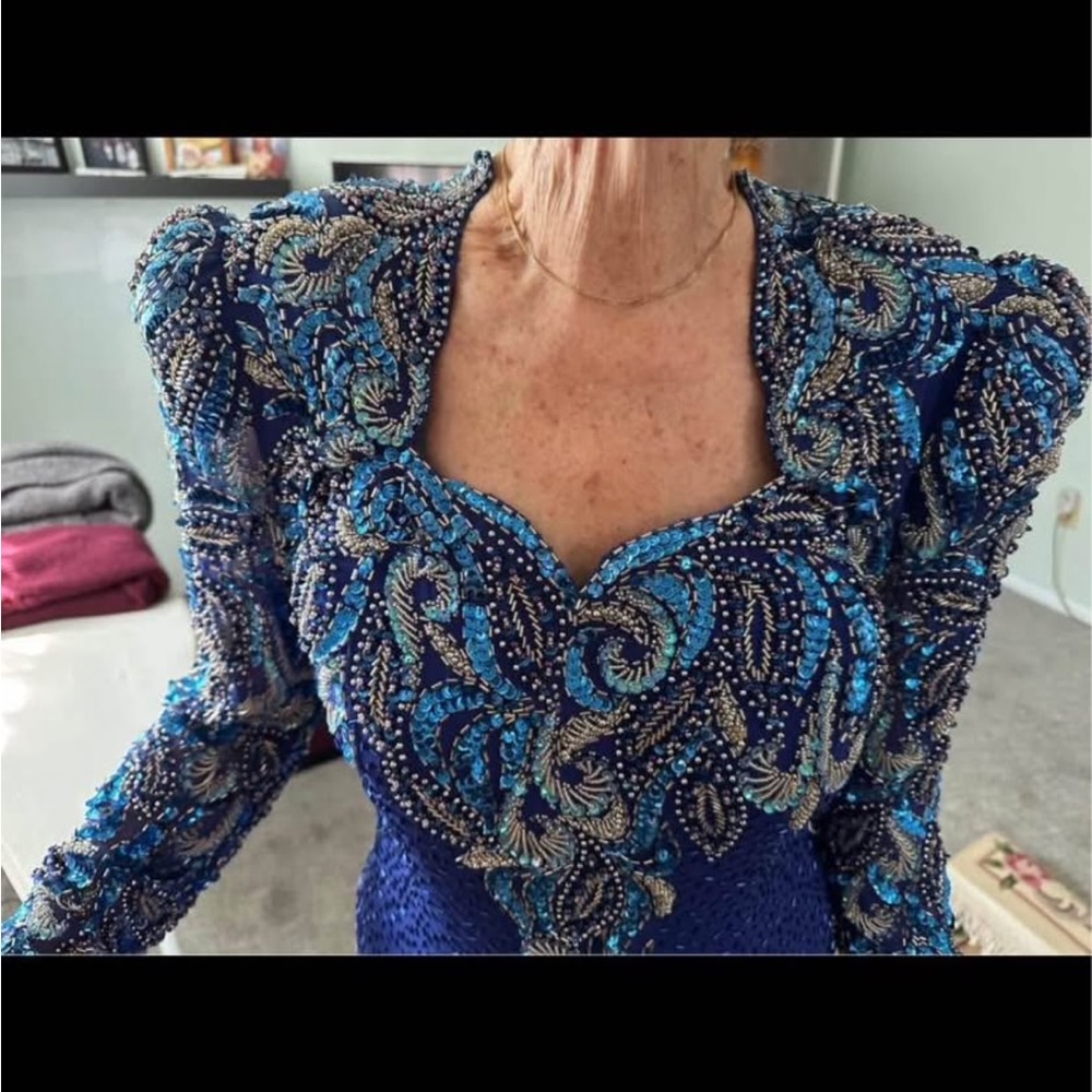 Landau Blue and Silver Embellished Dress